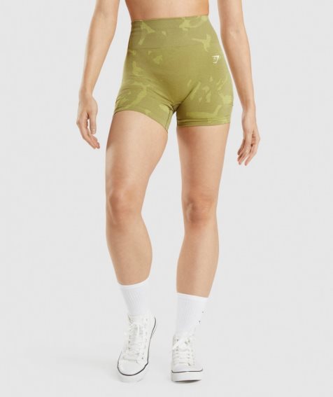 Women's Gymshark Adapt Camo Seamless Shorts Olive | NZ 0MYRQX